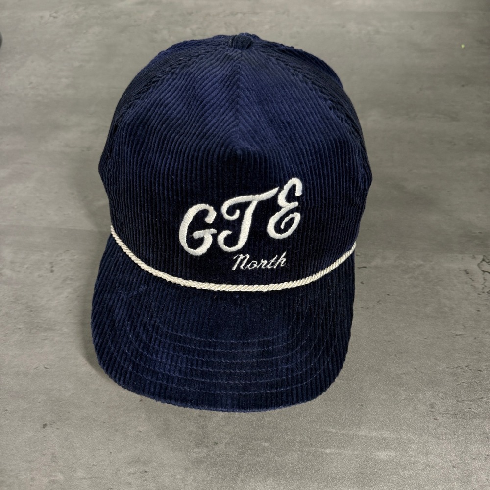 Vintage GE General Electric Telephone Hat Navy Corduroy Rope Trucker Cap USA